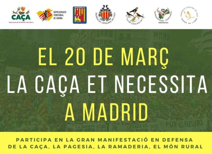 GRAN MANIFESTACION EN DEFENSA DE LA CAZA, PRÓXIMO 20 MARZO 2022